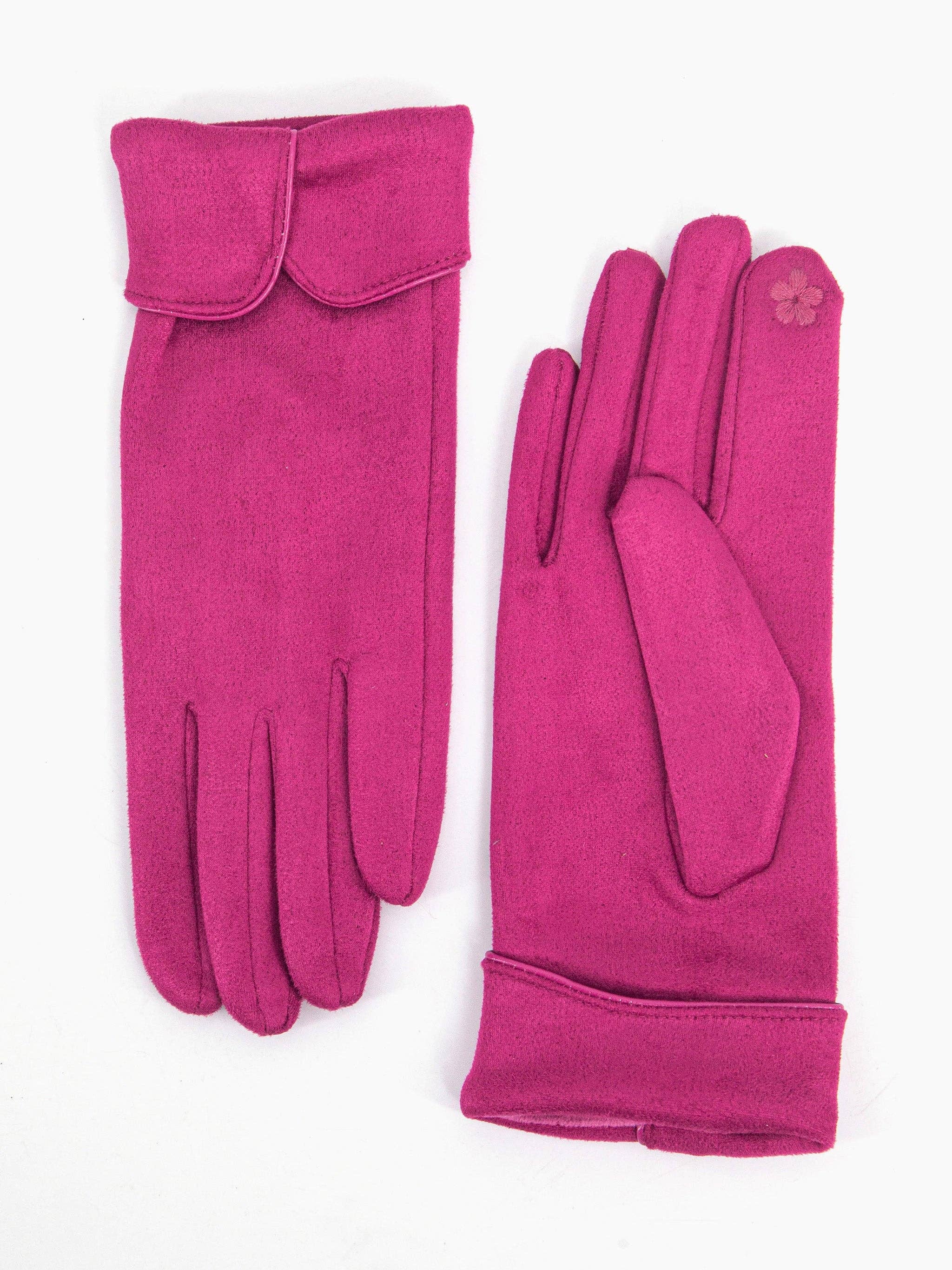 Sarta Accessories - Vendita all'ingrosso Guanti - Donna - Guanti in velluto con polsino smerlato - Fucsia0