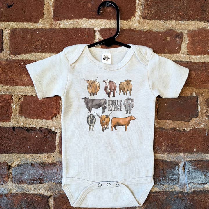 Barefoot Baby - Wholesale Bodysuit (Non-Footed) - Baby - "Home on the Range" Cows Country Western Summer Farm Baby