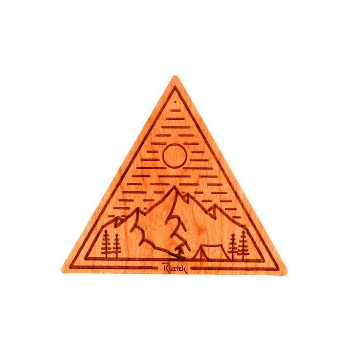 Rustek Collective – wholesale Sticker – Base Camp Triangle Wood Sticker1