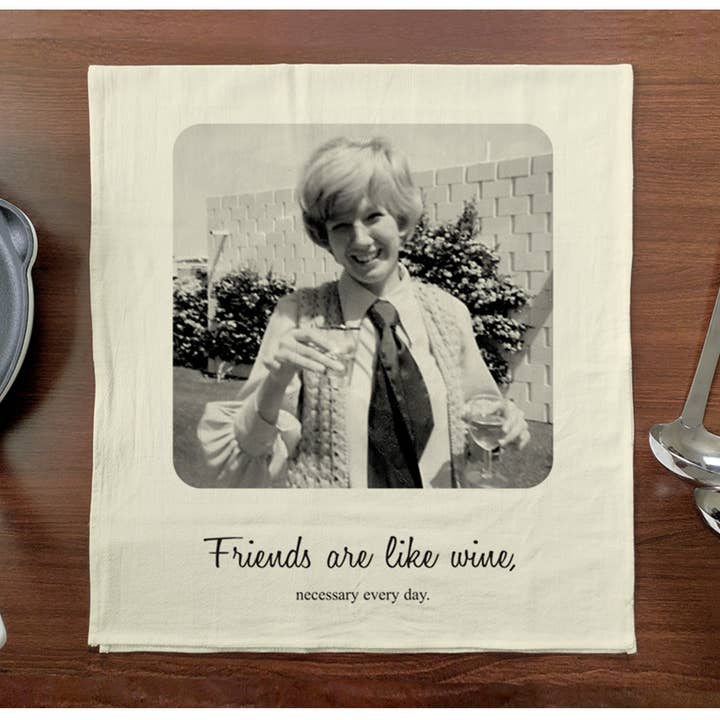Friends Like Wine Towel for wholesale by Bloodshot Press