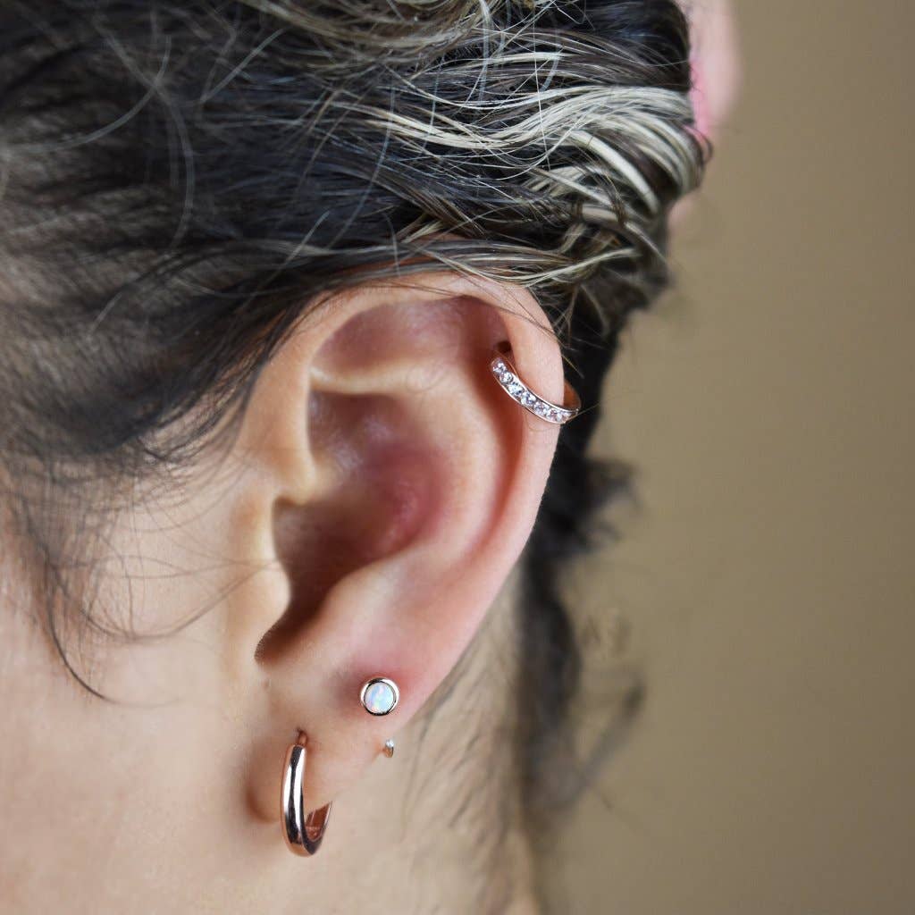 Ofina Jewelry - Wholesale Huggie Earrings - 10k Solid Gold Channel CZ Huggie3