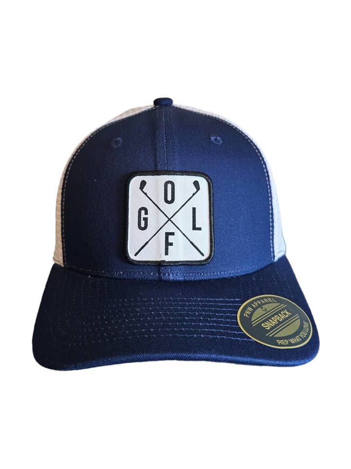 Golftruckerhat med golfpatch-mesh på ryggen med snapback for engroshandel hos PNW Apparel