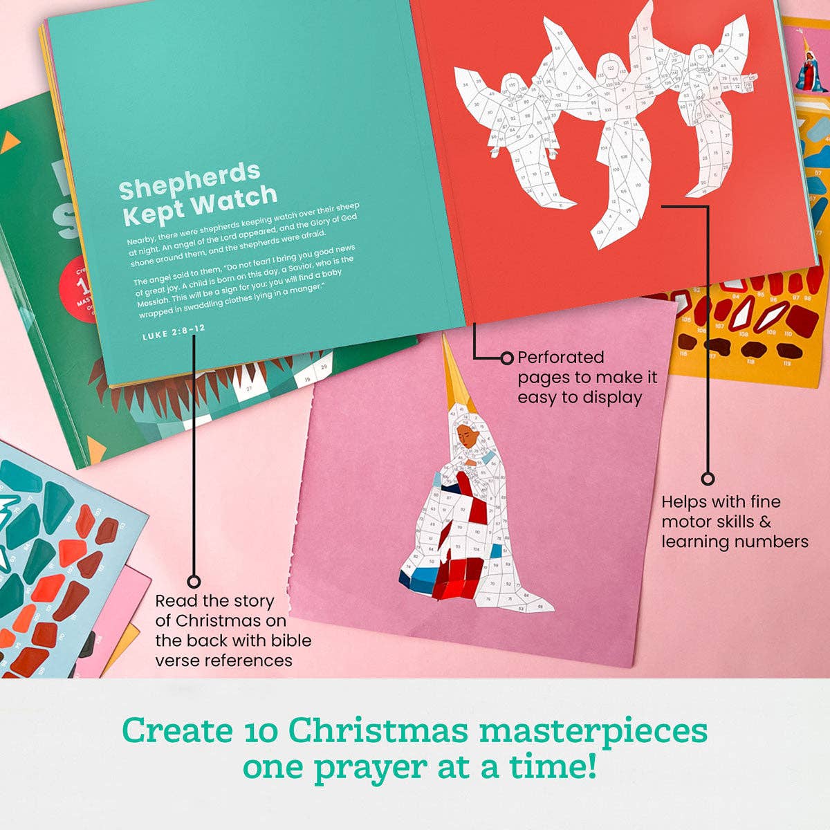 Catholic Family Crate® - Venta al por mayor Pegatinas - Niños y bebés - Pray By Sticker™: Libro de pegatinas de Navidad9