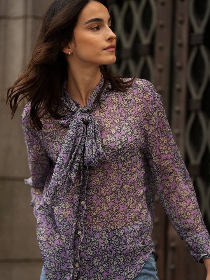 Printed Blouse with Bow for wholesale by GUIMANOS