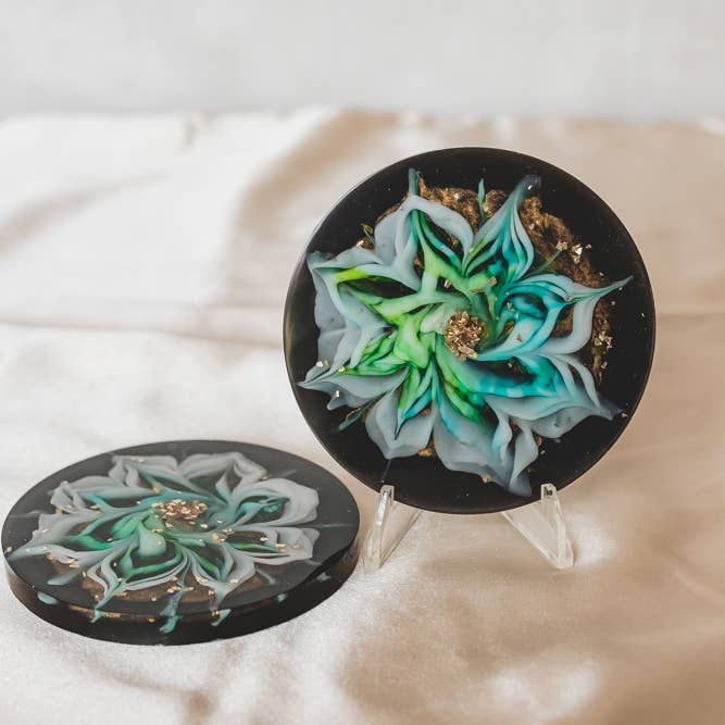 Mixed lot of 10 resin coasters (5 sets) for wholesale by Aura Resin Arts