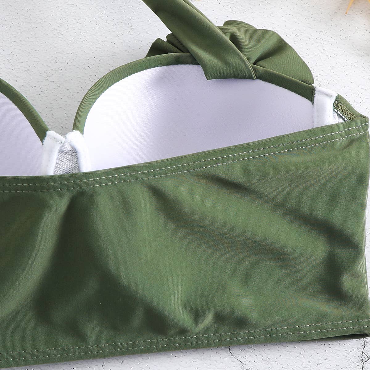 Green Solid color halter neck strappy two-piece swimsuit bikini for wholesale on Faire5