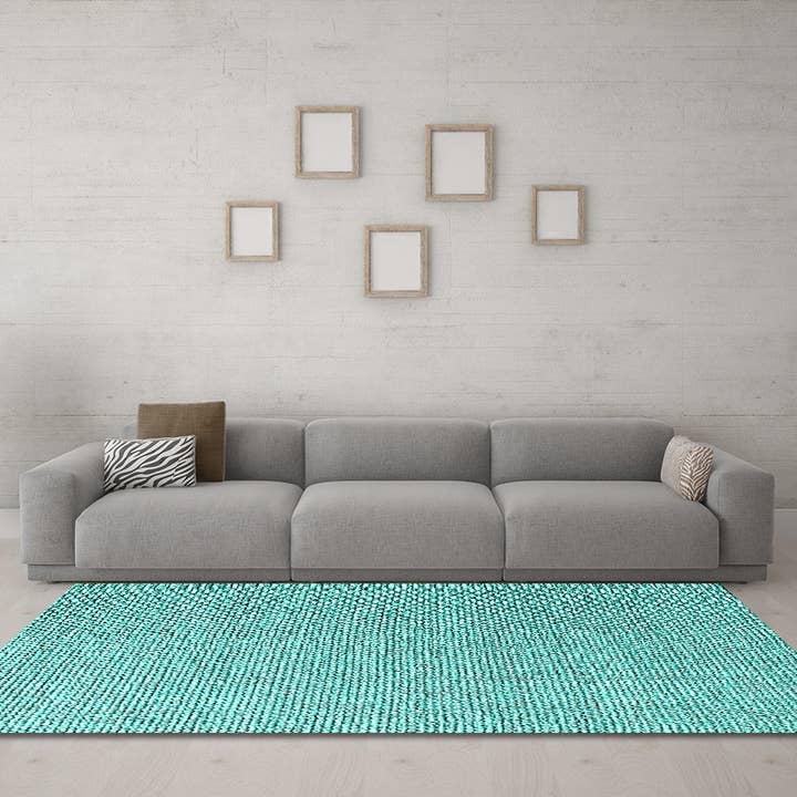 Tapis modernes en turquoise uni lavable en machine pour la vente par Ahgly