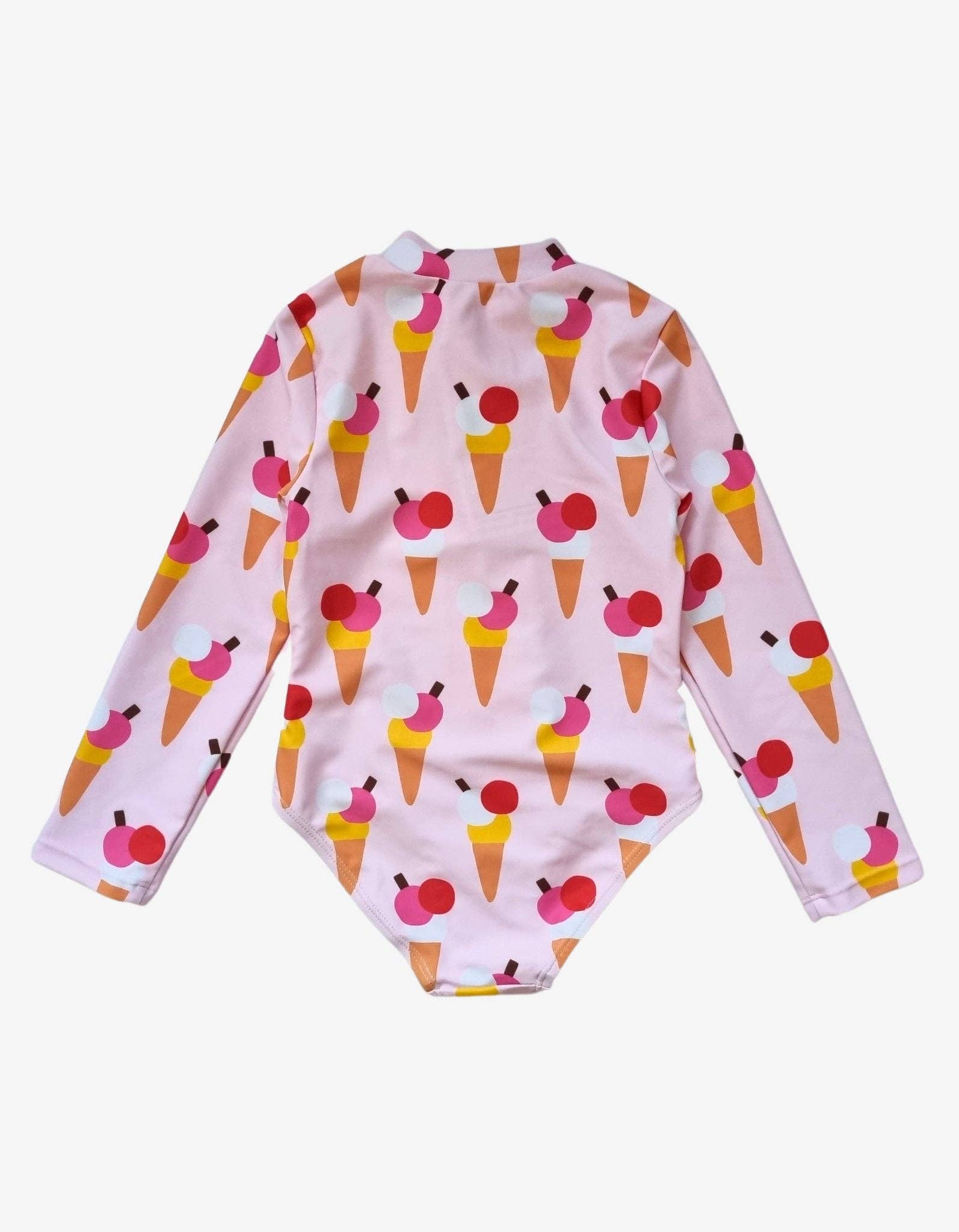 Toby Tiger GmbH - Wholesale One Piece Swimsuit - Kids - Kinder Badeanzug langarm mit Eiswaffel-Druck, UV-Schutz UPF 50+3