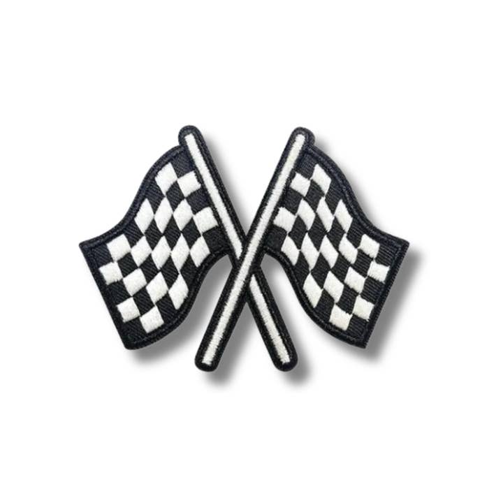 Love, Paige Designs - Wholesale Patch - Checkered Flag Embroidered Iron On Patch