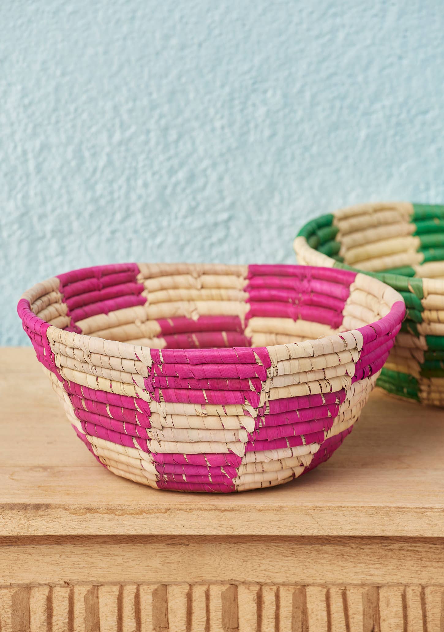 Namaste - Wholesale Basket - Check Date Palm Basket Bowl2