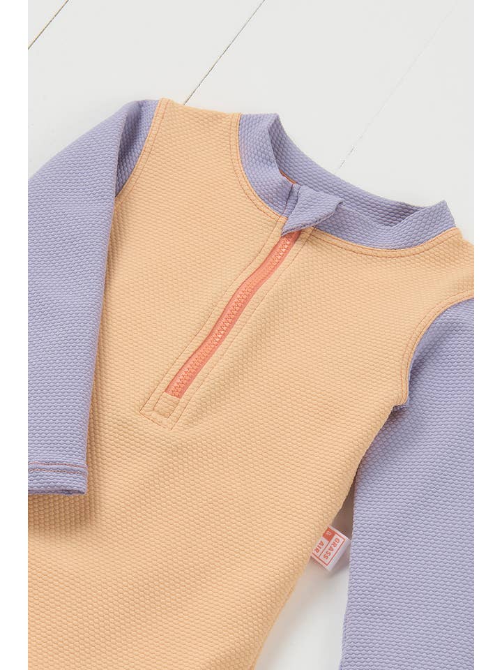 Peach Ribbed Kids Long Sleeve Swimsuit for wholesale on Faire1