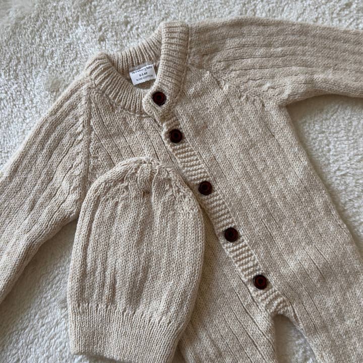 Beige Knitted Baby Romper, Beanie and Socks Set and other Purchase wholesale fable and bear. Free returns & net 60 terms on Faire trending on Faire.