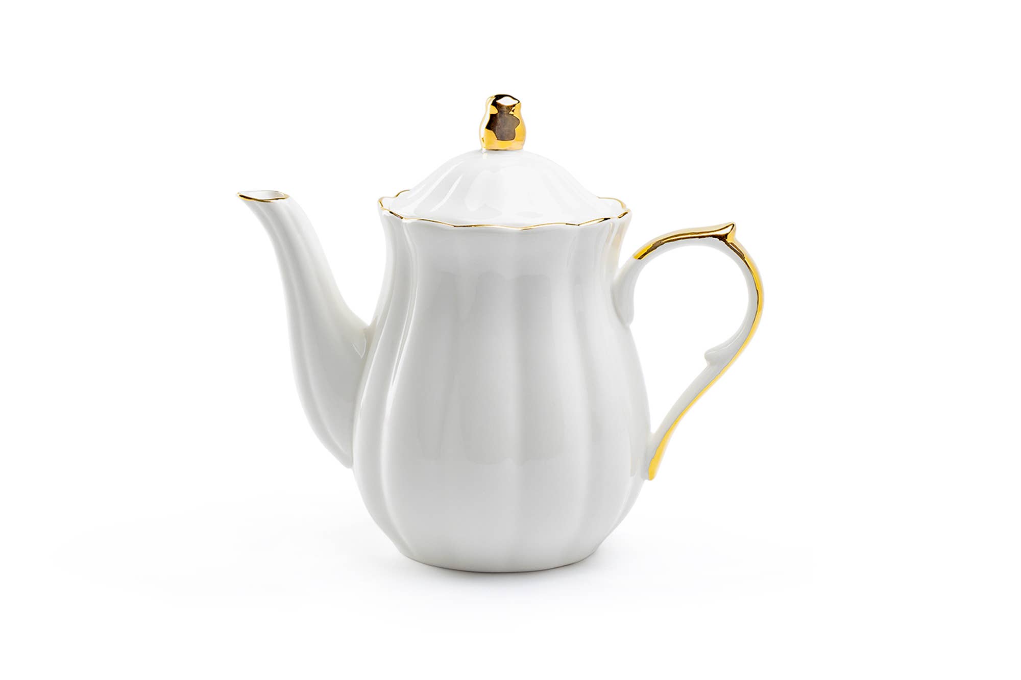 Grace Teaware - Vente Théière - Théière en porcelaine fine en or blanc avec pétoncles de 40 oz1
