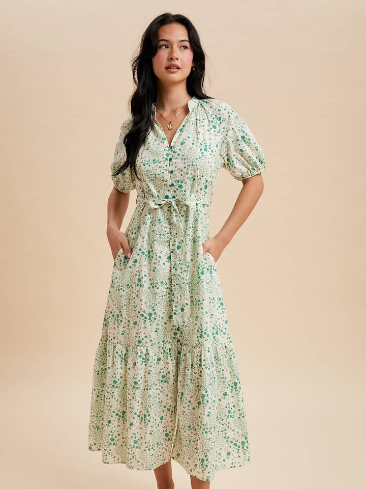 ROBE LONGUE BOUTONNÉE FLEURIE pour la vente par In Loom