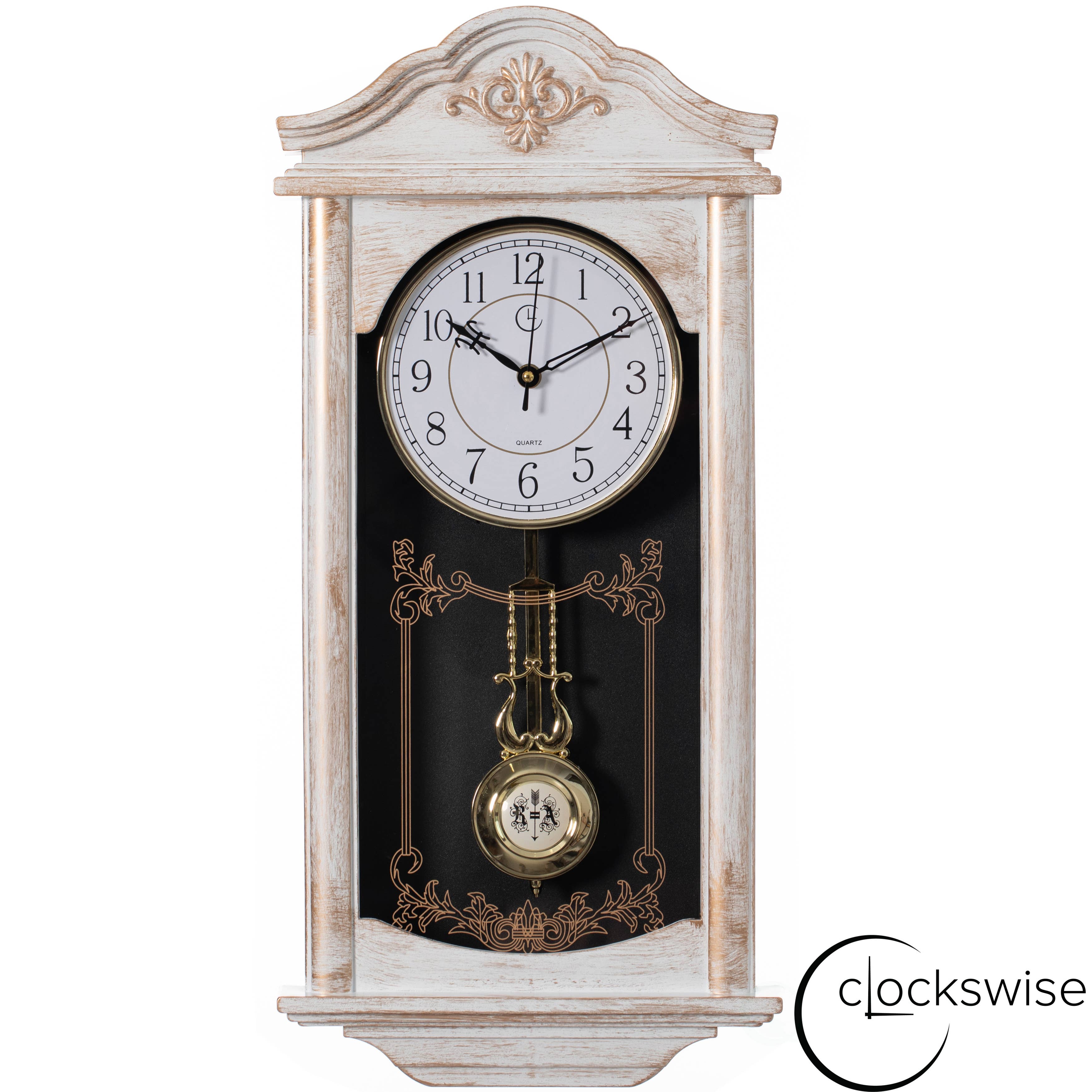 Quickway Imports - Wholesale Wall Clock - Vintage Grandfather Wood Looking Plastic Pendulum Wall Clock21