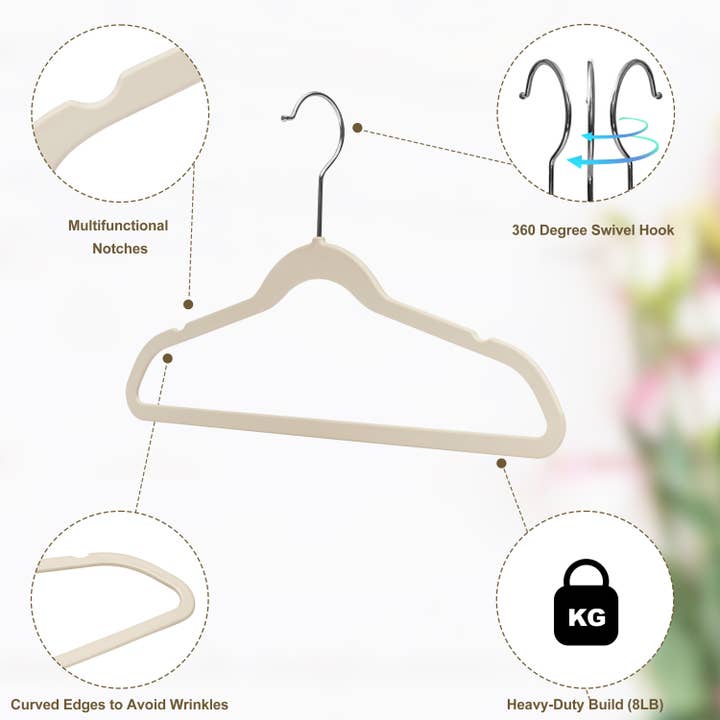 Quality Hangers - Wholesale Clothes Hangers - PL034 - Kids Plastic Hanger Swivel Hook, Chrome Hook, Ivory3