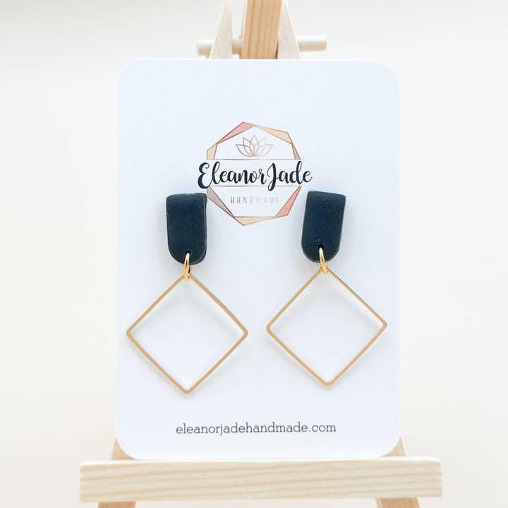 Black + Dainty Diamond Charm Dangle for wholesale by Eleanor Jade Handmade
