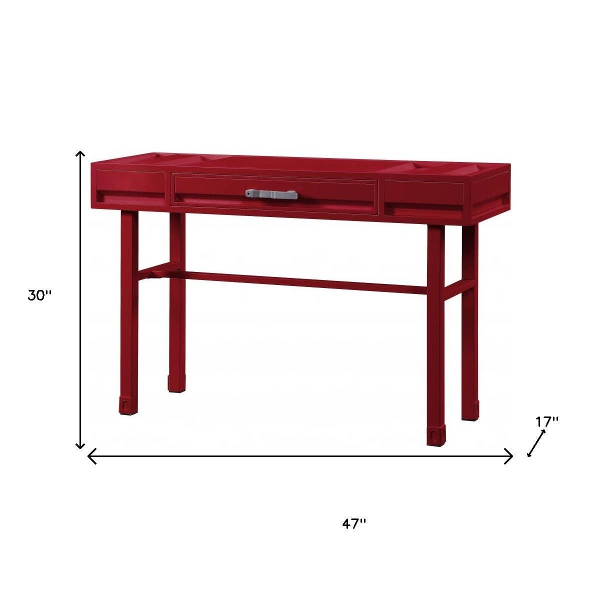 HomeRoots - Wholesale Console Table - 47" Red Iron And Wood Vanity Table2