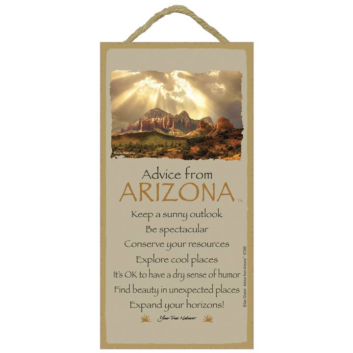 Plaque en bois Arizona/Advice from - 5 « x 10" en bois, panneau - licence pour la vente par SJT Enterprises, Inc.