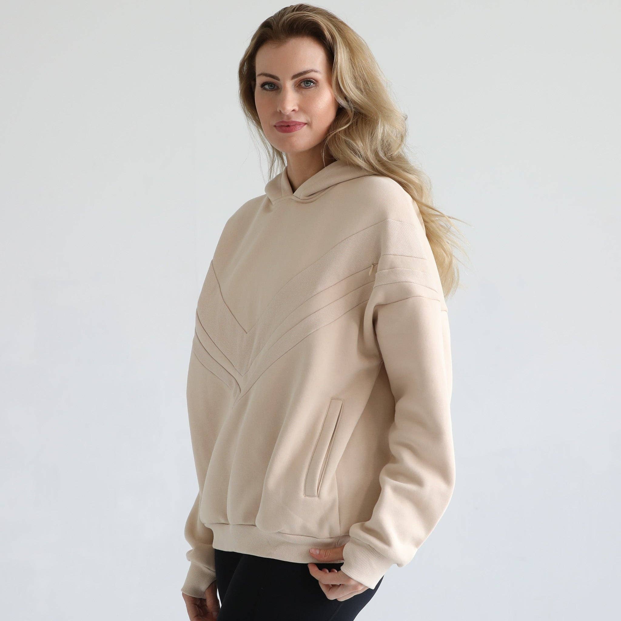 Oatmeal Isabella Ultra Soft Oversized Nursing & Pregnancy Hoodie (Oatmeal) for wholesale on Faire3