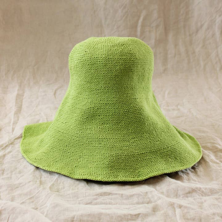 Brunna Co - Wholesale Bucket Hat - Women's - BLOOM Crochet Sun Hat, in Lime Green