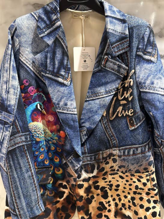 LOOWIE - Wholesale Blazer - Women's - LUDEN One Size Italian Parrot Leopard Print Blazer LOOWIE