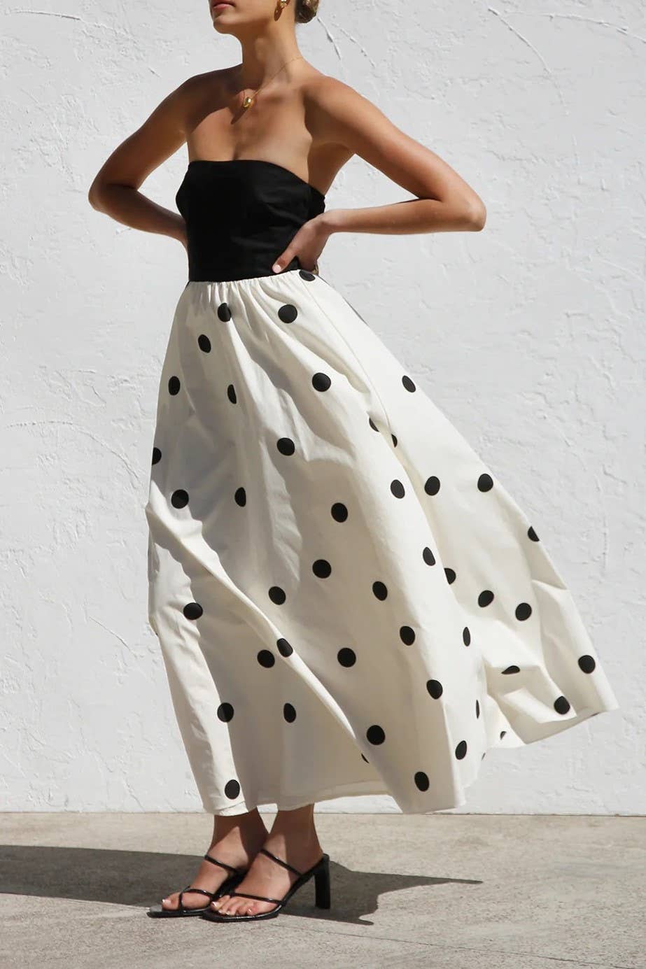 white Polka Dots Bandeau tube strapless dress for wholesale on Faire3