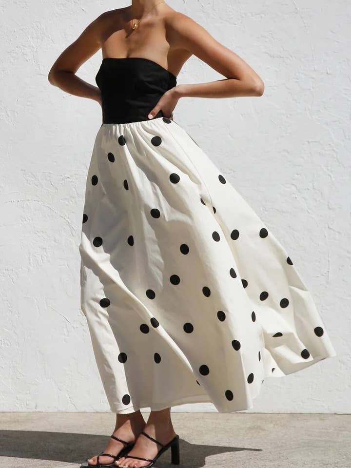white Polka Dots Bandeau tube strapless dress for wholesale on Faire3