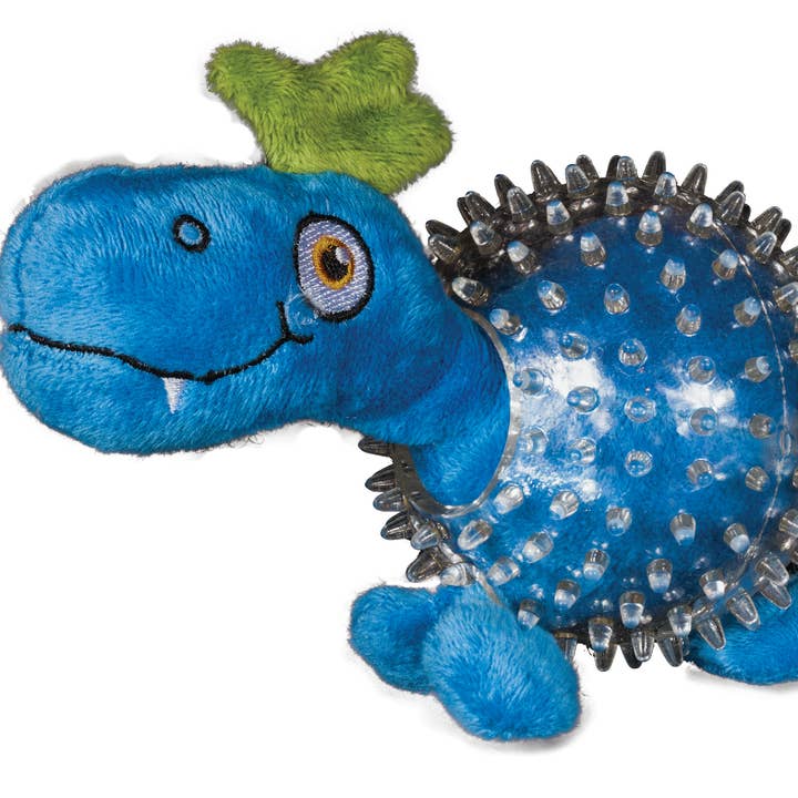Spunky Pup - Wholesale Pet Squeaky Toy - Dog - Dino in Clear Spiky Ball