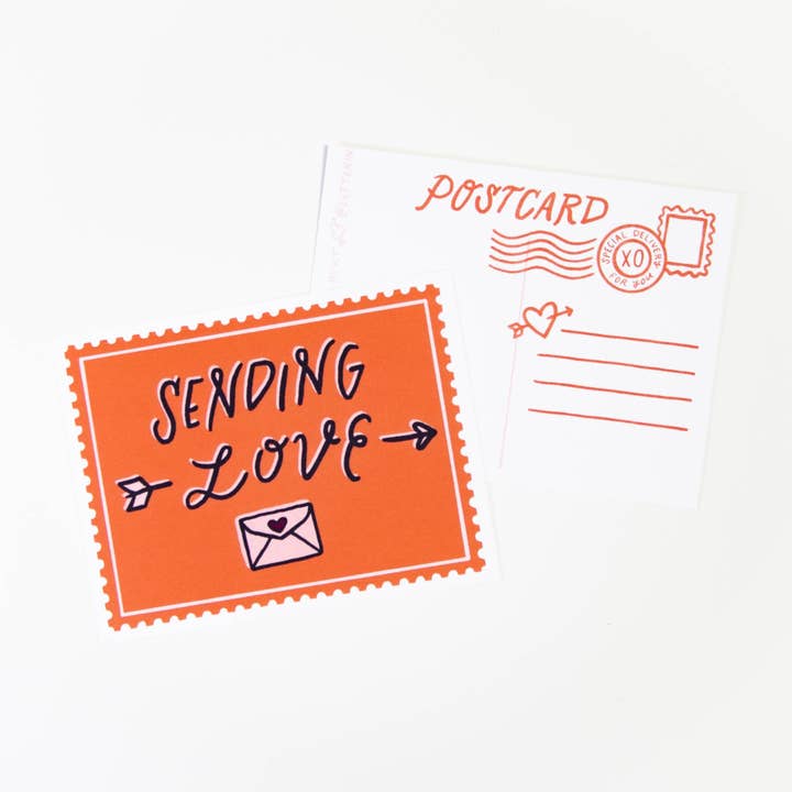 Sending Love Postcard for wholesale by Lettering By KT