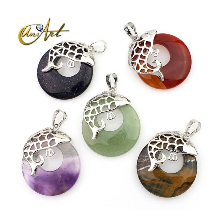 Fish Pendant With Mineral Donut for wholesale by UniArt