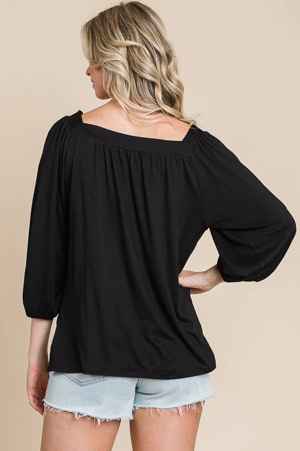 Culture Code - Wholesale Blouse - Women's - CJT1403Q - SQUARE NECK FLARE 3/4 SLEEVE TOP7