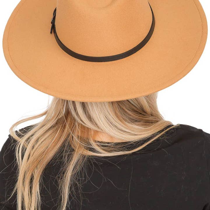Cap Zone - Wholesale Fedora - Women's - Red Bottom Black Belt Rancher Hat Wide Brim21