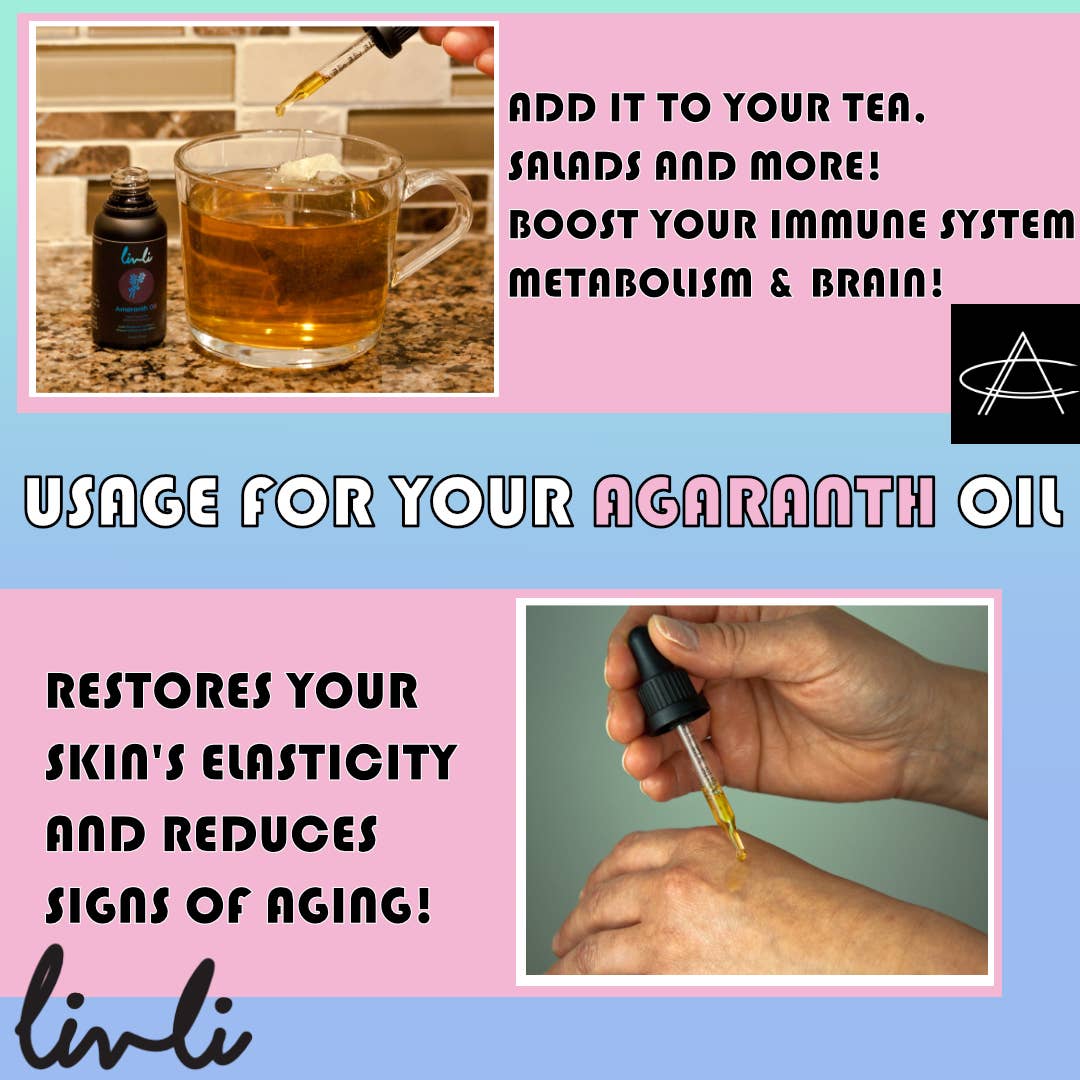 Livli – wholesale Bad- och kroppsolja – Kallpressad amarantolja, livsmedelskvalitet, 30 ml droppflaska7