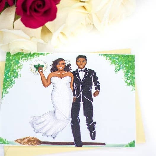 "Jumping the Broom" Card for wholesale by Mae B.