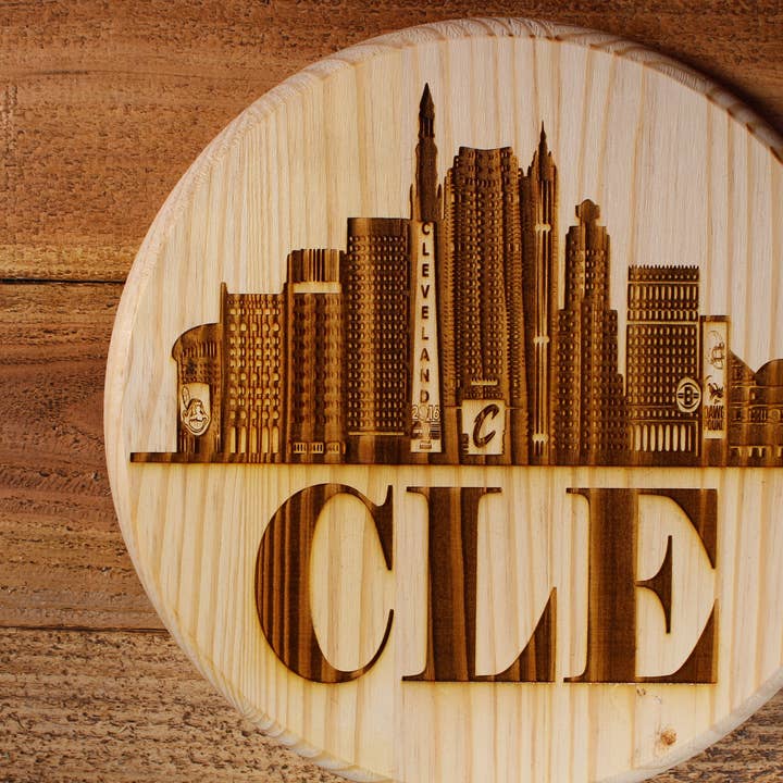 CLE skyline for wholesale by Lazer Etched Creations