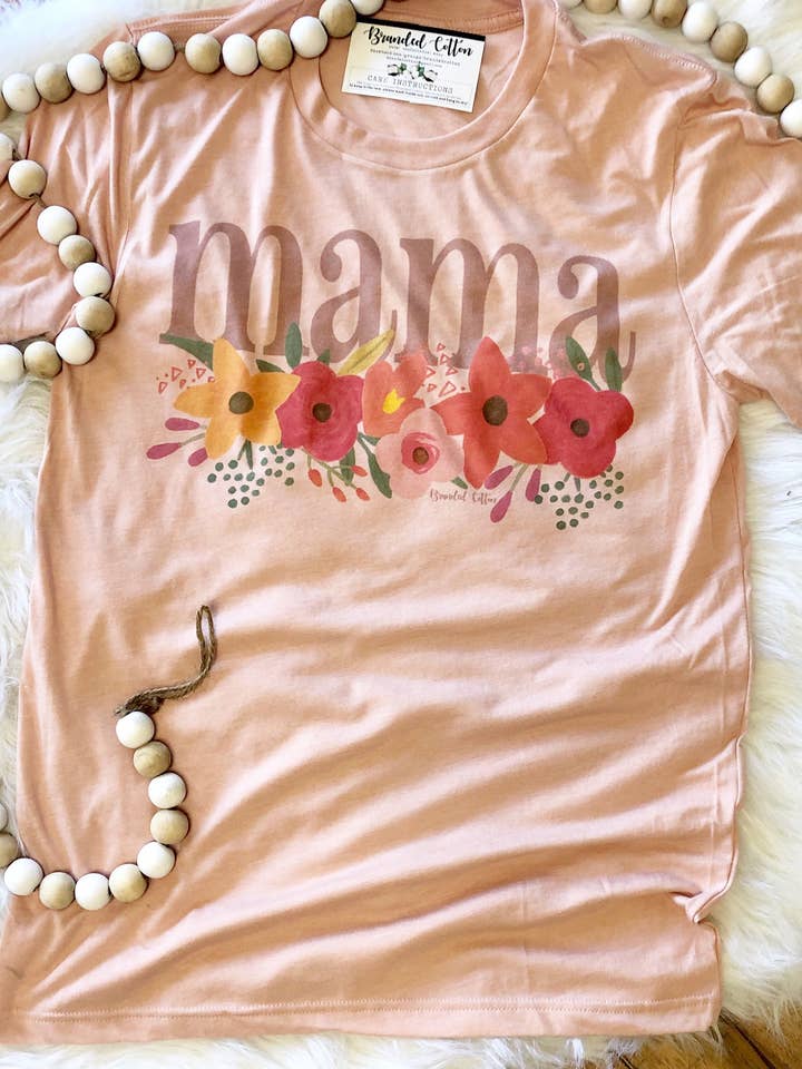 Customizable Mama Graphic T-Shirt for Women in Bella Peach for wholesale by Branded Cotton