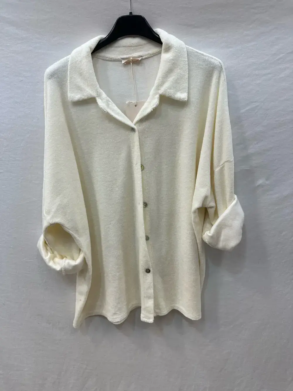 Mimi & Gogo - Wholesale Button Down Shirt - Women's - Cotton Terry Button-Up Shirt @5094_ChCotEponge0
