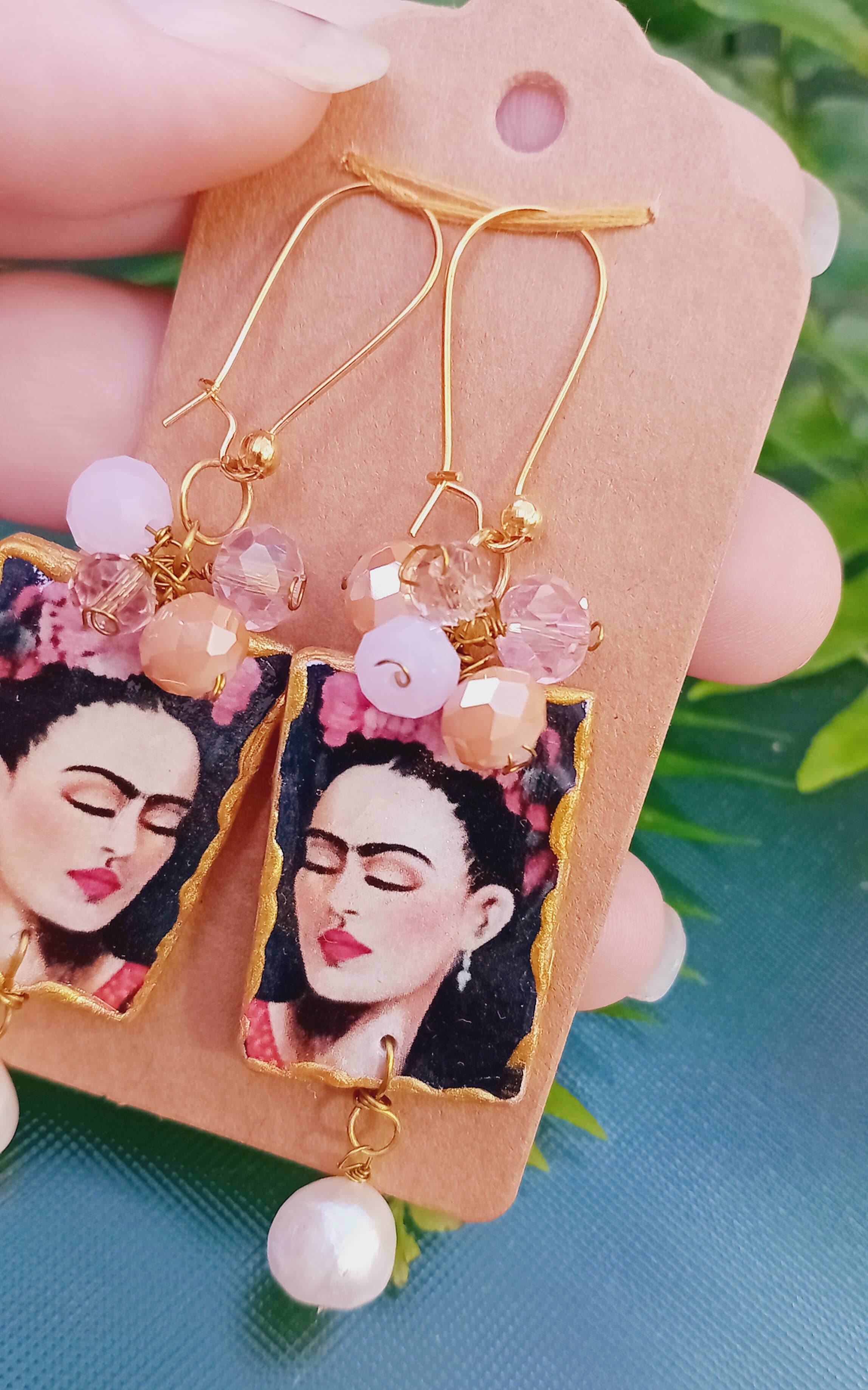 Wild & Free - Venta al por mayor Pendientes colgantes - Frida Kahlo earrings, wooden earrrings, handmade earrrings2
