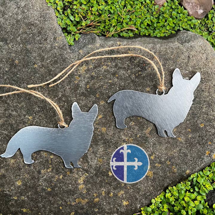Ornamento de Corgi em Metal – Recordação de Cão em Aço Cru com Opções de Cauda Longa ou Cortada por atacado de CCR Custom Metals