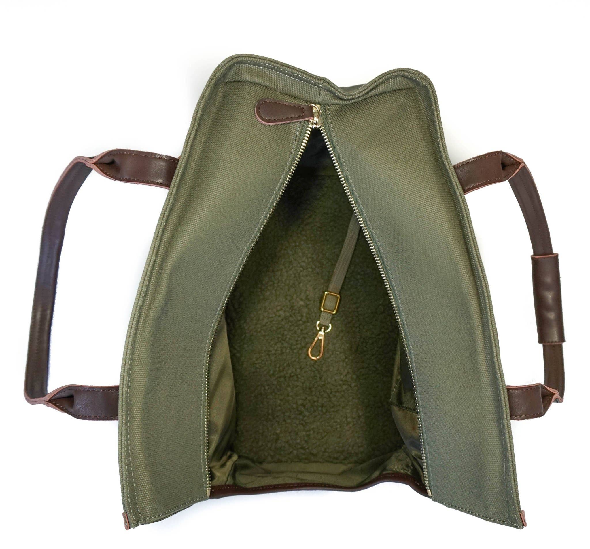 DJANGO - Wholesale Pet Carrier - Dog - Dog Carrier Bag - Olive Green Waxed Canvas and Leather6