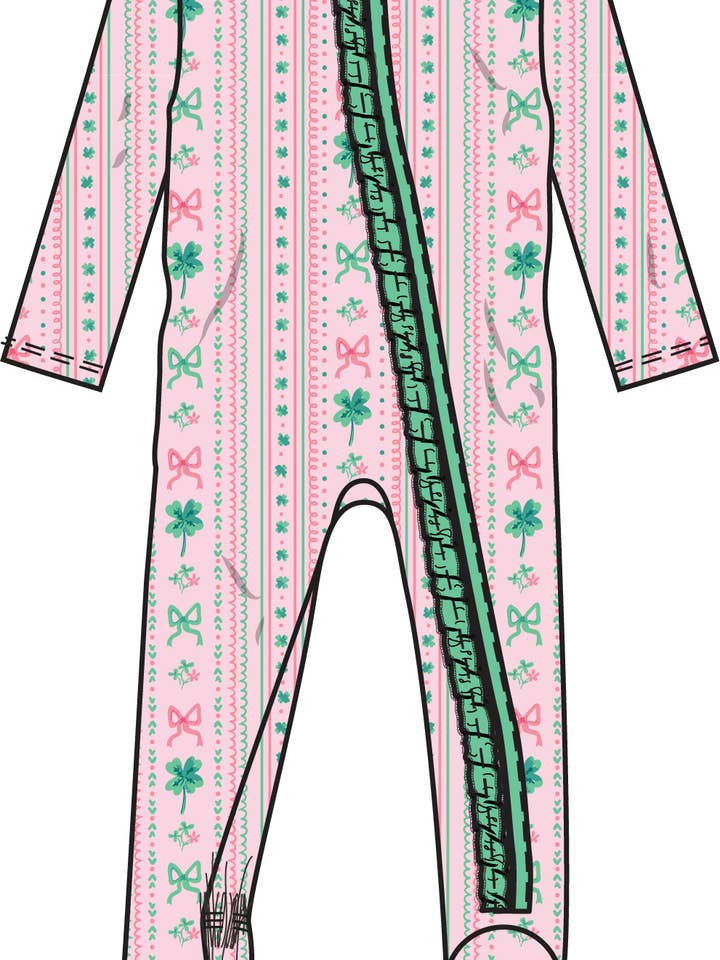 SoftSnooze™ Baby Girls Cotton Modal Clover Bows & Wishes Footed Ruffle One Piece Pajama
for wholesale by RuffleButts + RuggedButts