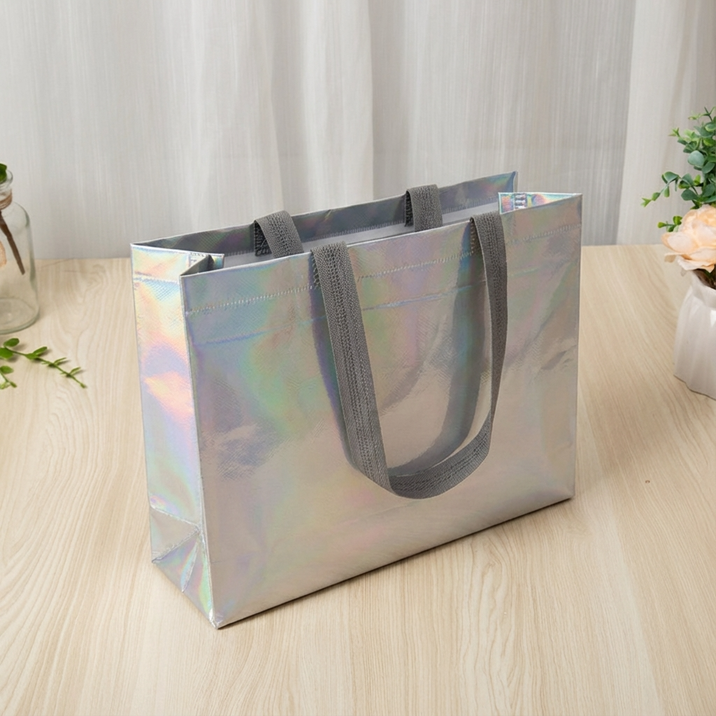 ByHome – wholesale Gift bag – 50pcs, 4 Sizes Iridescent Holographic Non-woven Gift Bag4