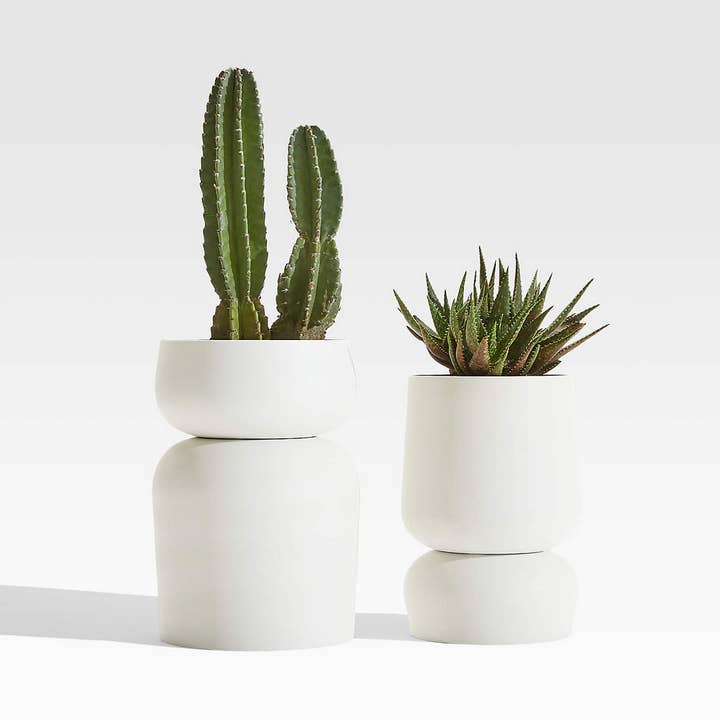 The Zoe - White Reversible Metal Plant Pot for wholesale by Replica Plants and Decor