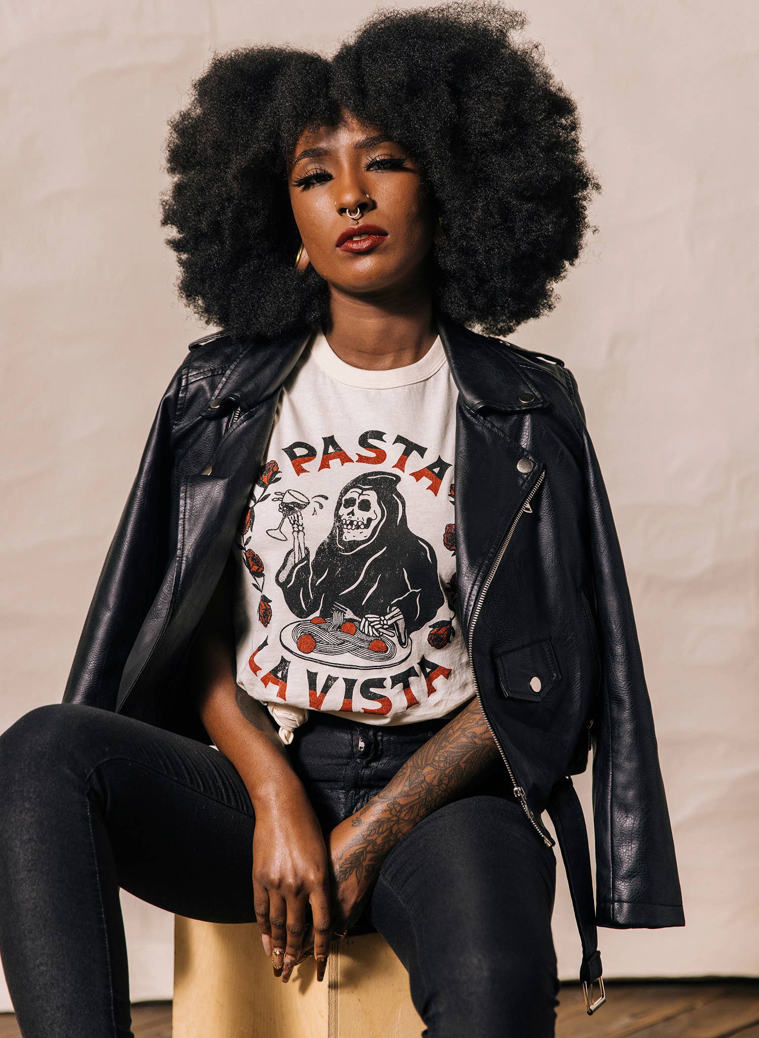 Pyknic – Engroshandel T-shirt med print - Dame – Pasta La Vista Tee1