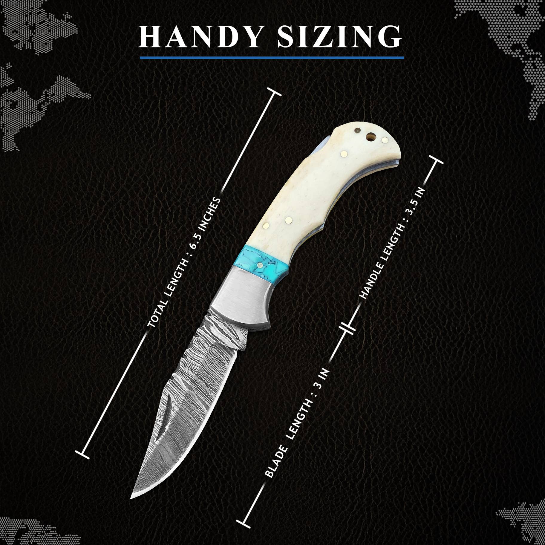 FH KNIVES – Engroshandel Lommekniv/holder – 6,5' Håndlavet damask foldekniv, Lommekniv3