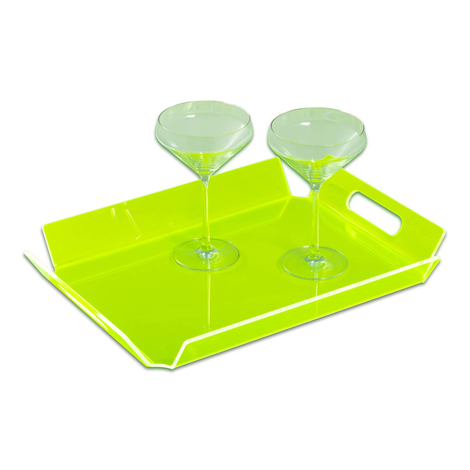 BeyBerk International - Wholesale Decorative Tray - Dezi Acrylic Tray Large Lime1