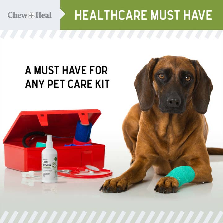 Chew + Heal – Großhandel Balsam für Haustiere – Hund – Flüssiger Verband für Hunde, unverzichtbar für Erste Hilfe bei Haustieren, 4 Unzen