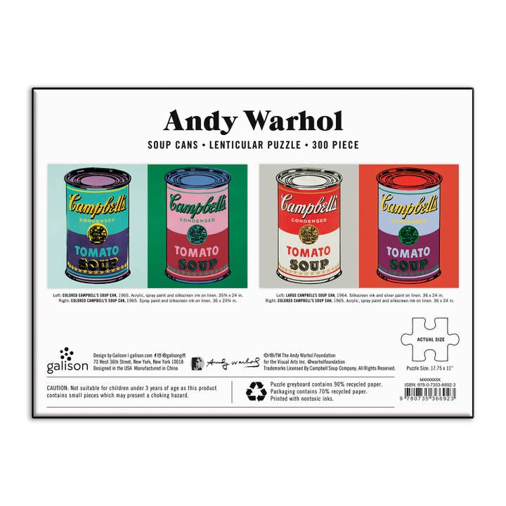 Chronicle Books - Wholesale Puzzle - Adult - Andy Warhol Soup Cans 300 Piece Lenticular Puzzle1