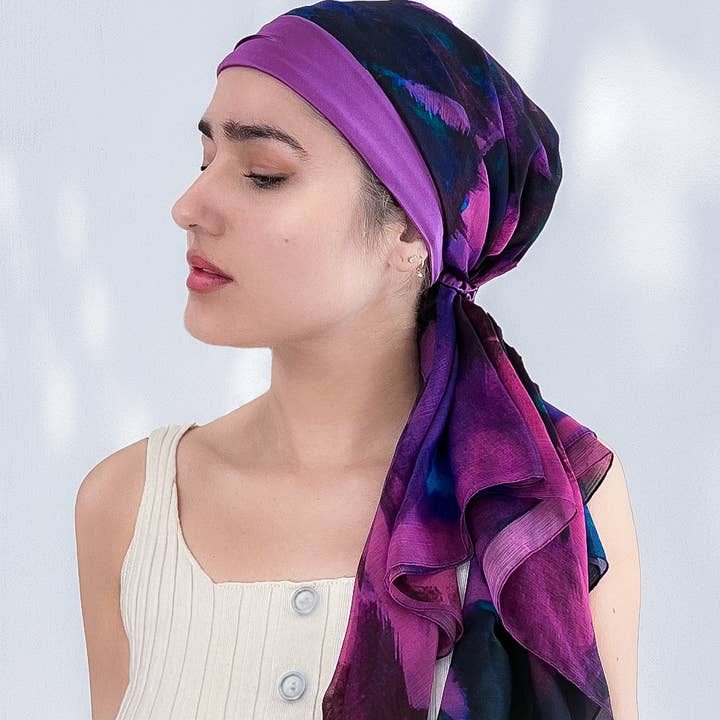 LuxCare Clothing - Wholesale Head Scarf - Women's - Fine Art Headscarf ~Boysenberry0